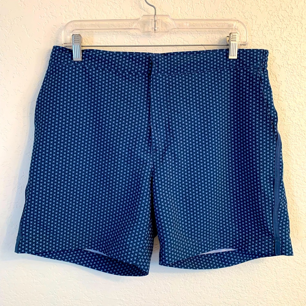 Men’s Fair Harbor navy print Bungalow Swim Trunk 5”